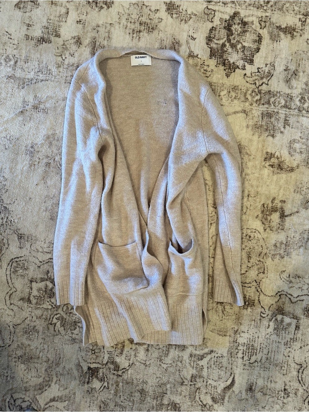 Old Navy Beige Open-Front Pocket Cardigan Sweater
